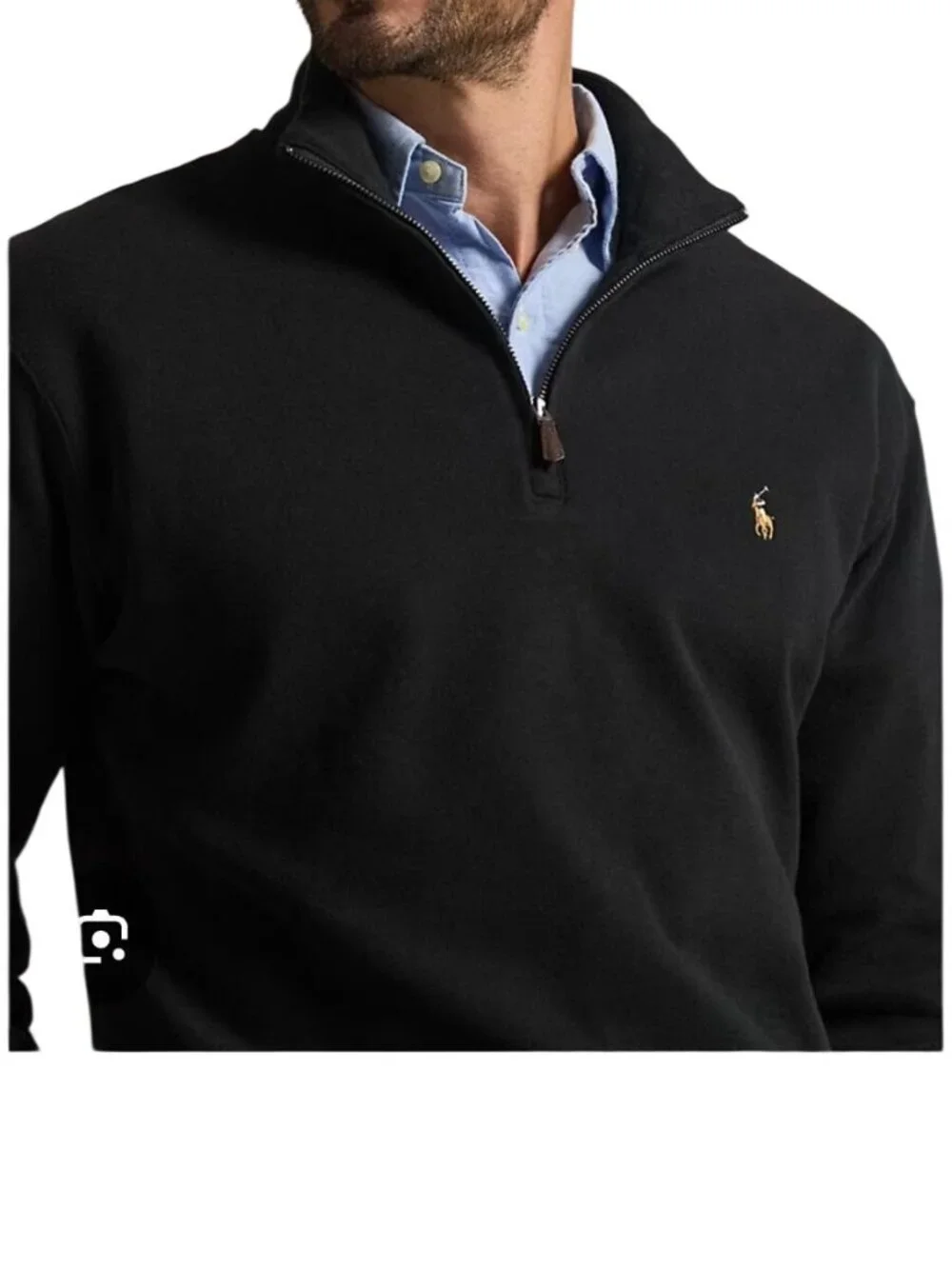 Polo Ralph Lauren Estate Rib Quarter-Zip Pullover XL Black  Cotton Mens Sweater